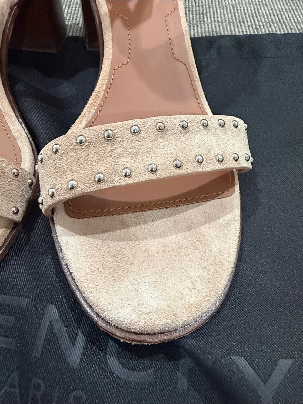 Givenchy Nude Pink Studded Block-Heel Sandals